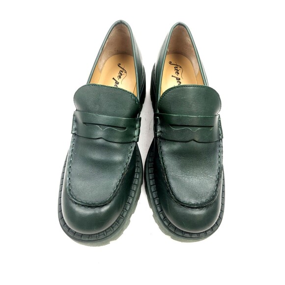 FREE PEOPLE Lyra Lug Sole Loafers / Deep Jade Leather Size 39.5 US 9 - Picture 6 of 12
